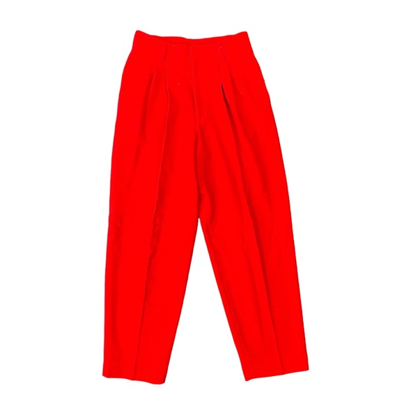 Vintage Pants - Ellen Tracy red high waisted pleated trousers size 6P